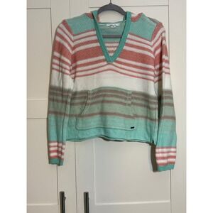 O'Neill XS Striped Knit Pullover Hoodie Pastel Colors‎ Beachy Casual